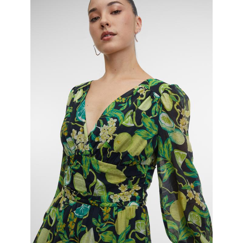 Černo-žluté dámské vzorované maxi šaty