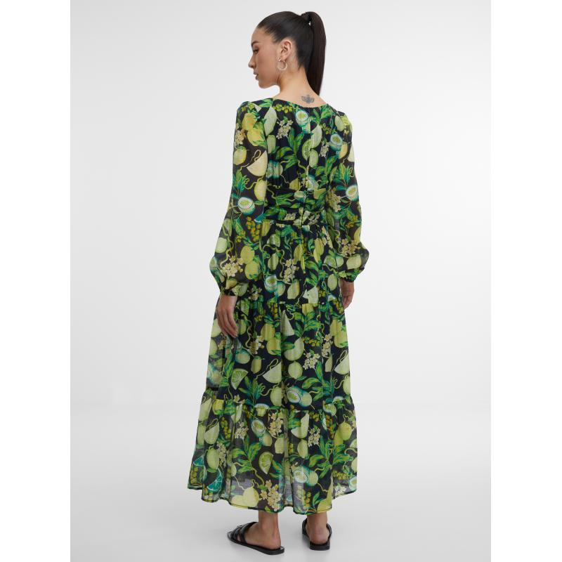 Černo-žluté dámské vzorované maxi šaty