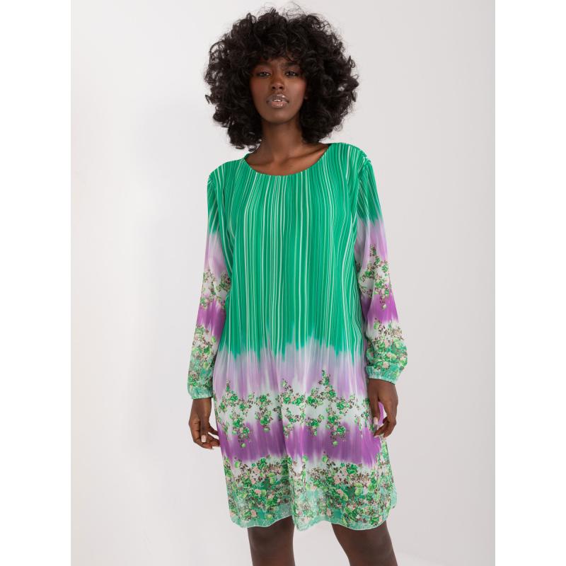 Dámské šaty s barevným potiskem zelené 