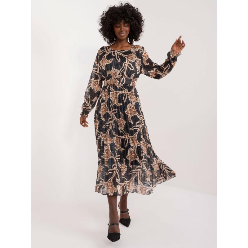 Dámské šaty s potiskem společenské midi černé 