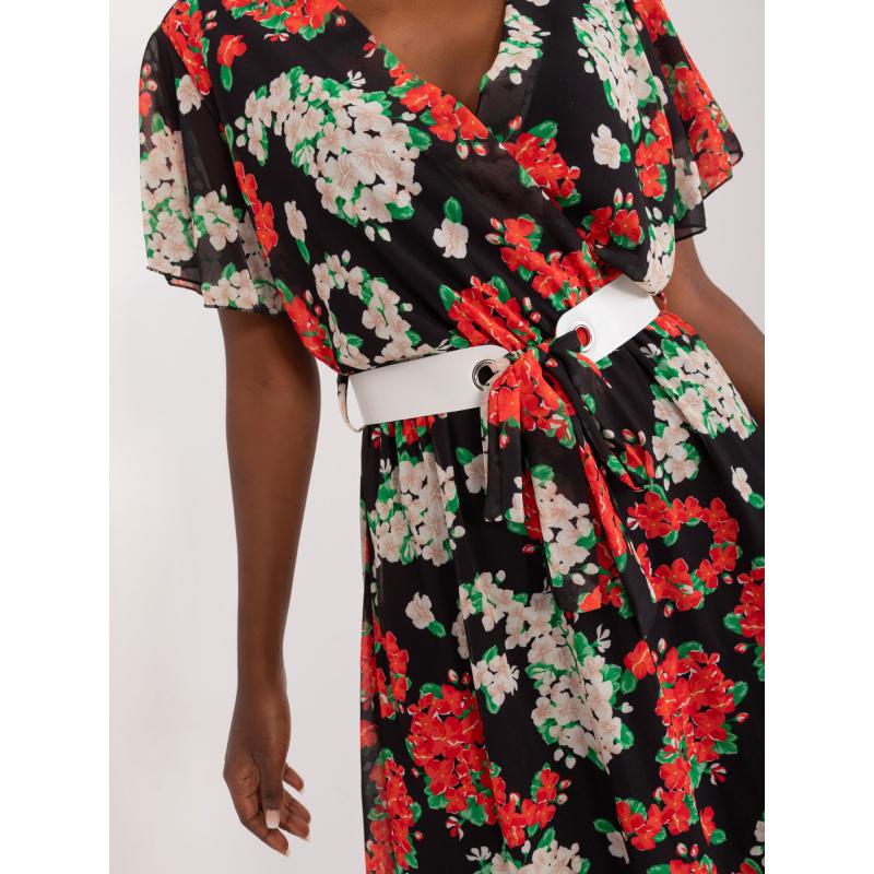 Dámske šaty s potlačou čierno-červené