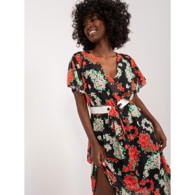 Dámske šaty s potlačou čierno-červené