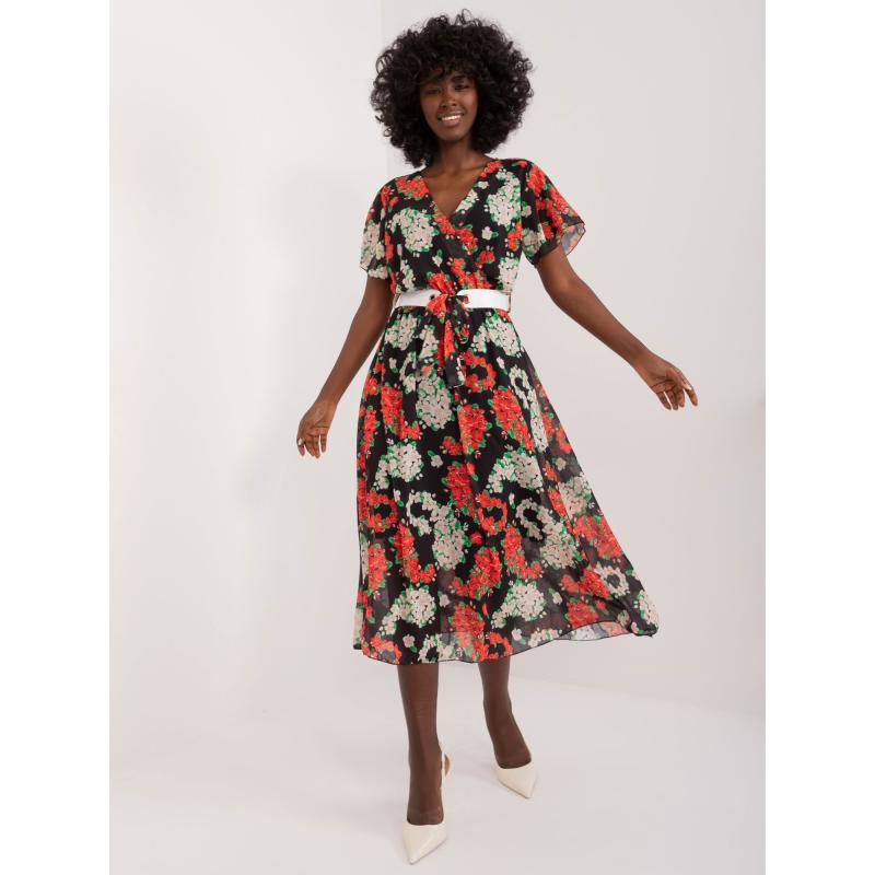 Dámske šaty s potlačou čierno-červené