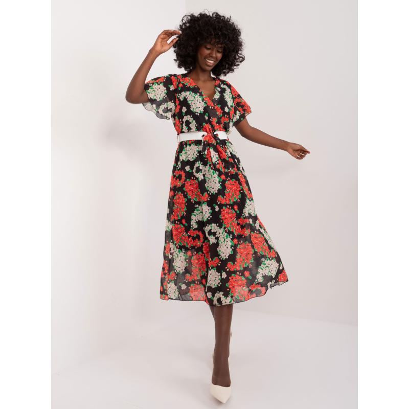 Dámske šaty s potlačou čierno-červené