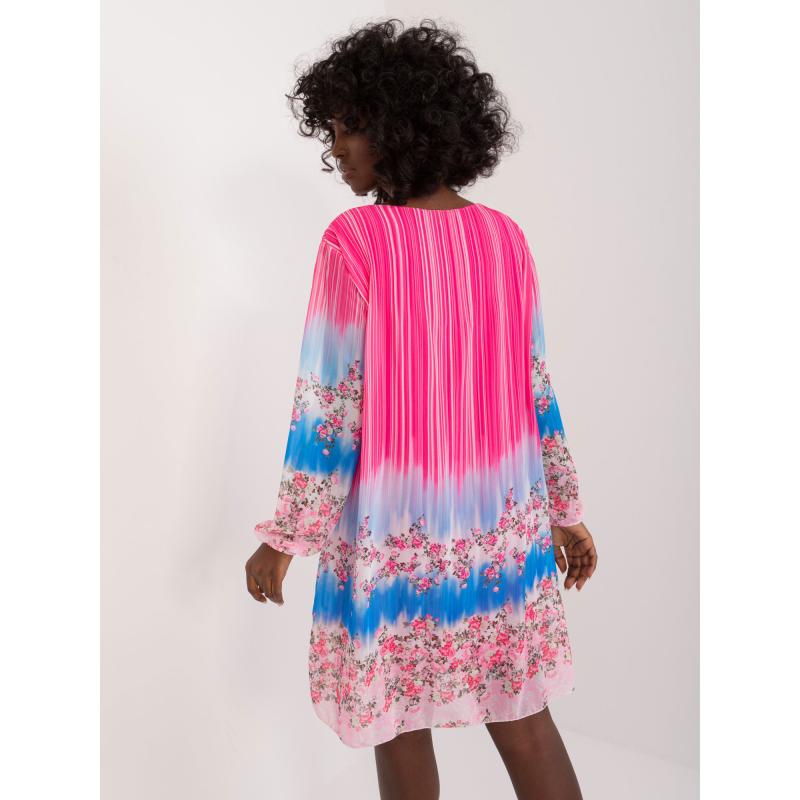 Női egyszínű mintás ruha sötét rózsaszín