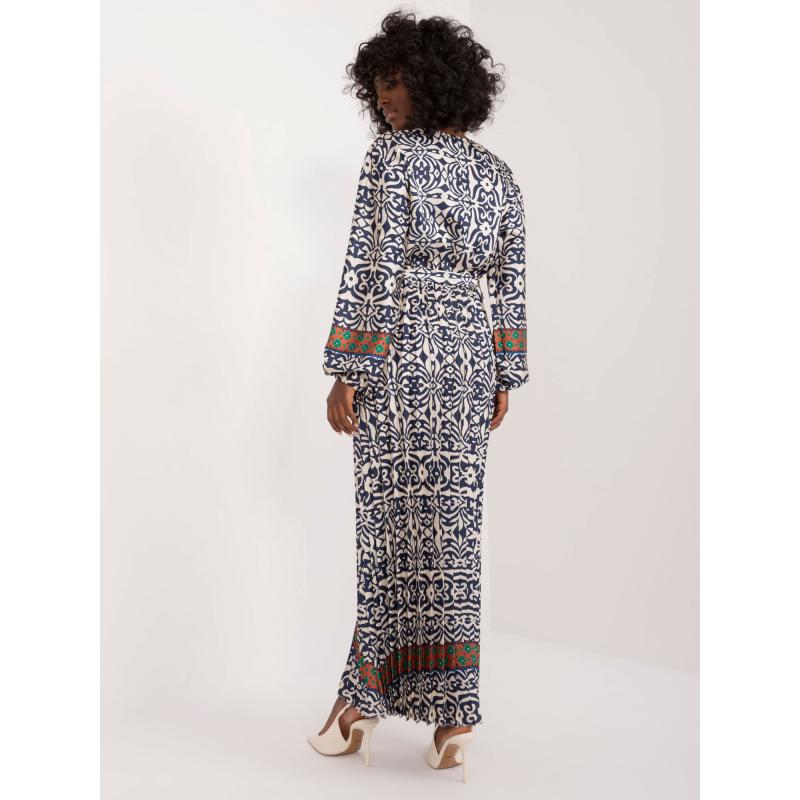 Női hosszú mintás ruha tengerészbézs