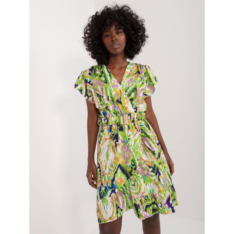 Dámské šaty s potiskem a volánem světle zelené 