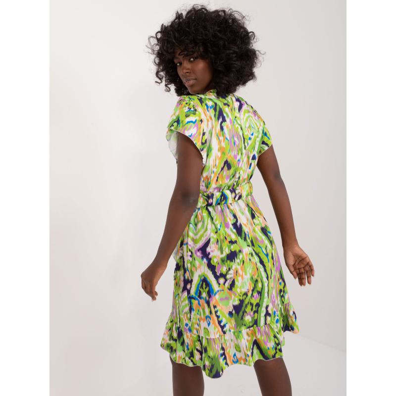 Dámské šaty s potiskem a volánem světle zelené 