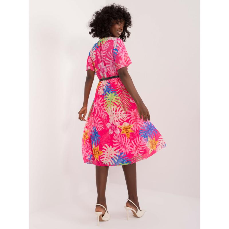 Dámské šaty s barevnými vzory tmavě růžové 