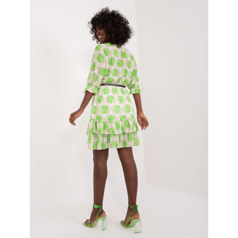 Dámské šaty s barevnými vzory ecru zelené 