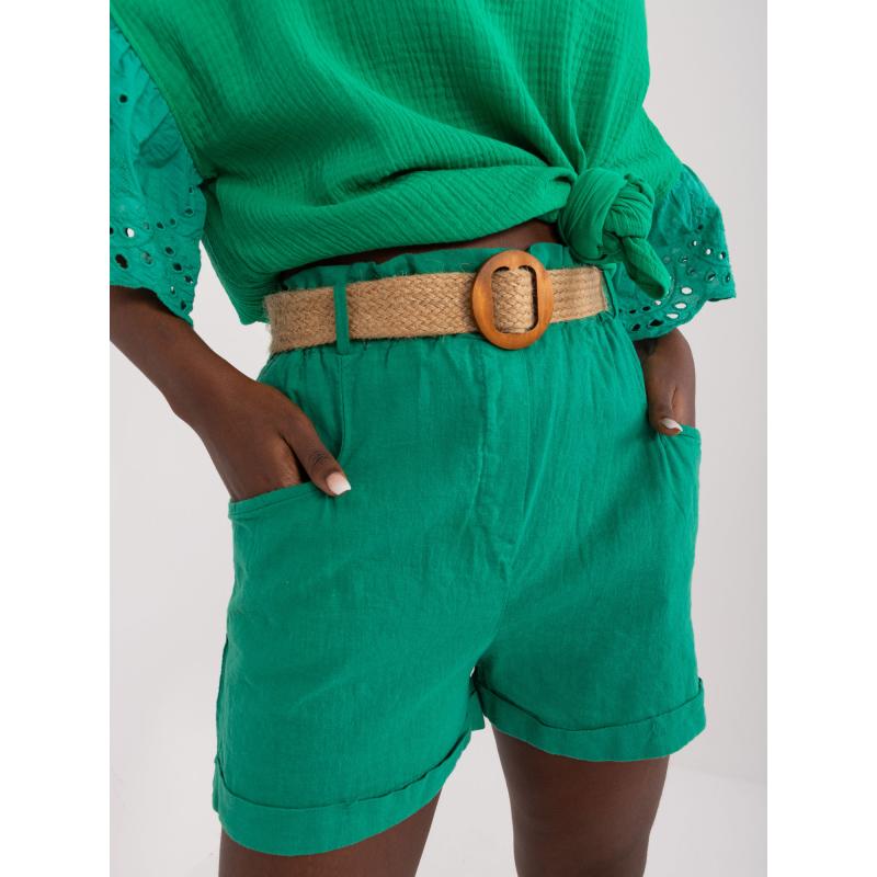 Dámské šortky s ohrnutými nohavicemi zelené 