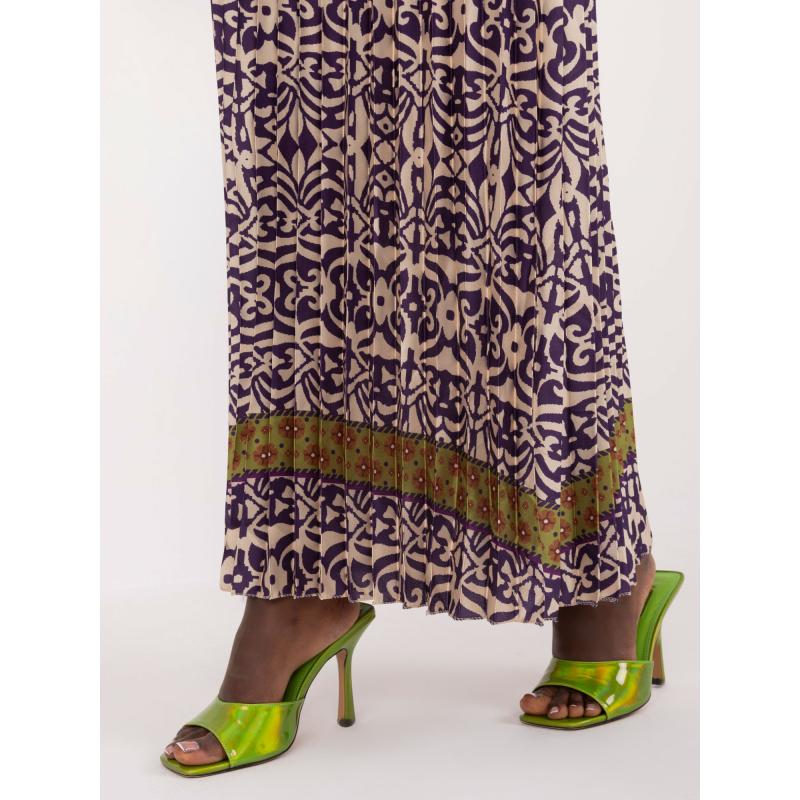 Női fodros ujjú ruha lila és bézs