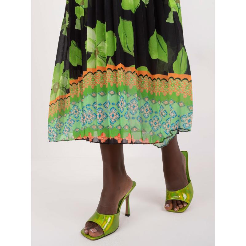 Női rövid ujjú midi ruha lime fekete