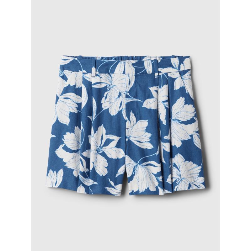 Ľanové šortky s vysokým pásom