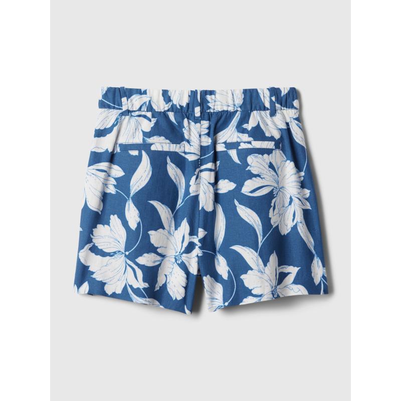 Ľanové šortky s vysokým pásom