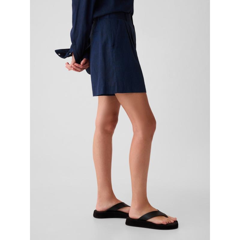 Ľanové šortky s vysokým vzrastom