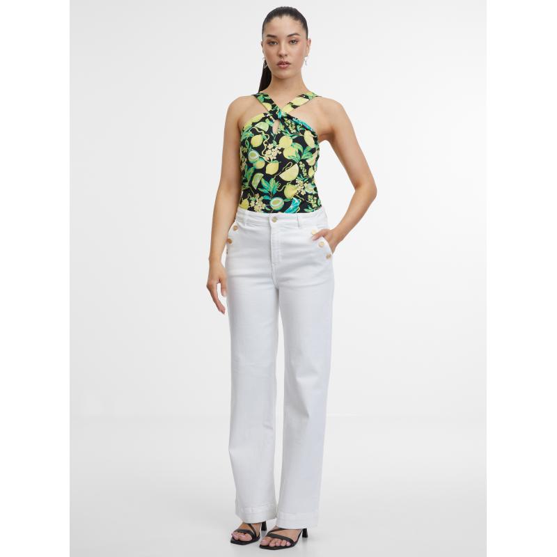 Čierno-žlté dámske vzorované tielko