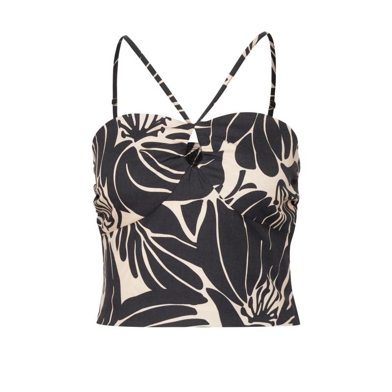 Fekete női crop mintás tank top