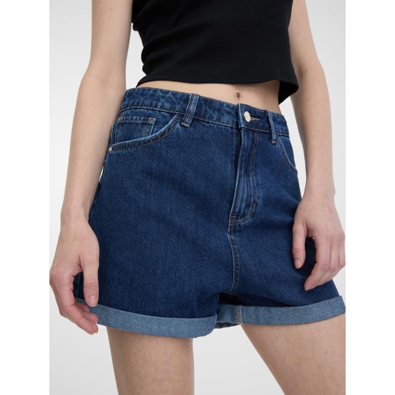 Tmavě modré dámské džínové kraťasy