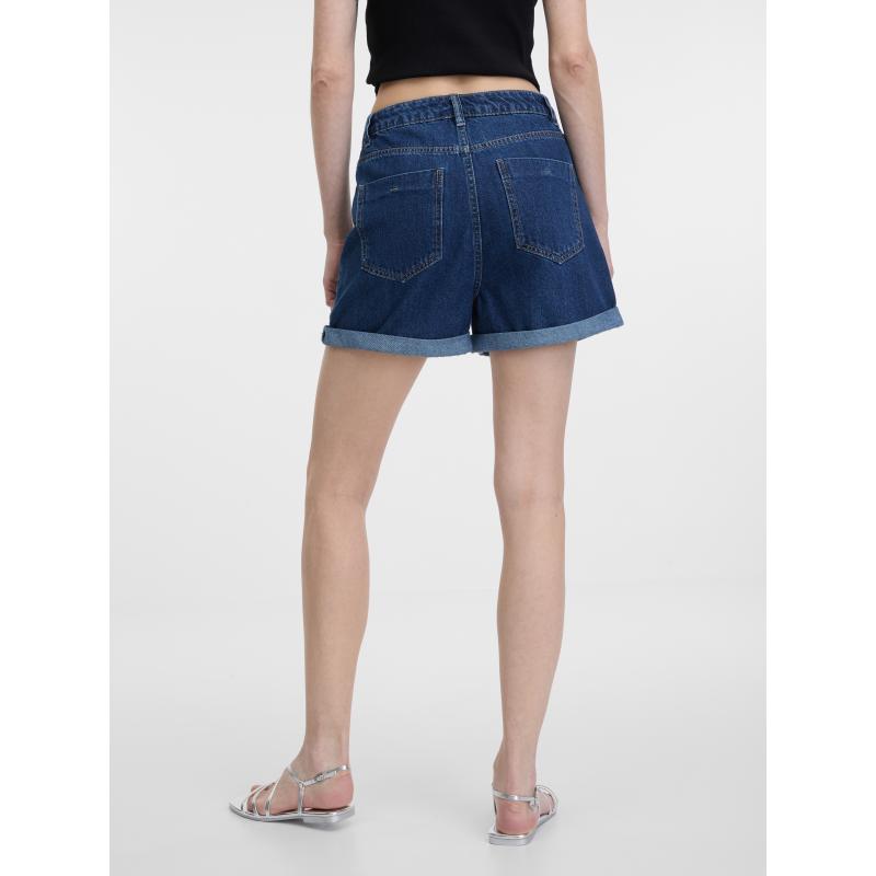 Tmavě modré dámské džínové kraťasy