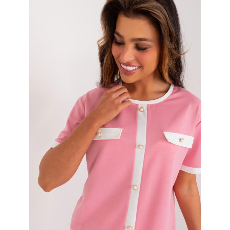 Dámská halenka s krátkými rukávy společenská růžová 