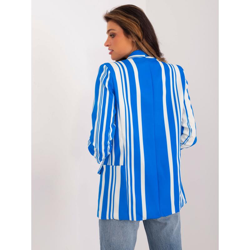 Dámské sako bez knoflíků tmavě modré a ecru 