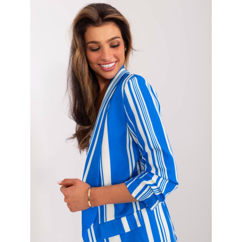 Dámské sako bez knoflíků tmavě modré a ecru 