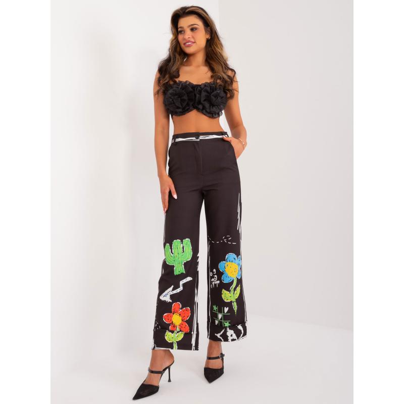 Női nyomtatott nadrág fekete