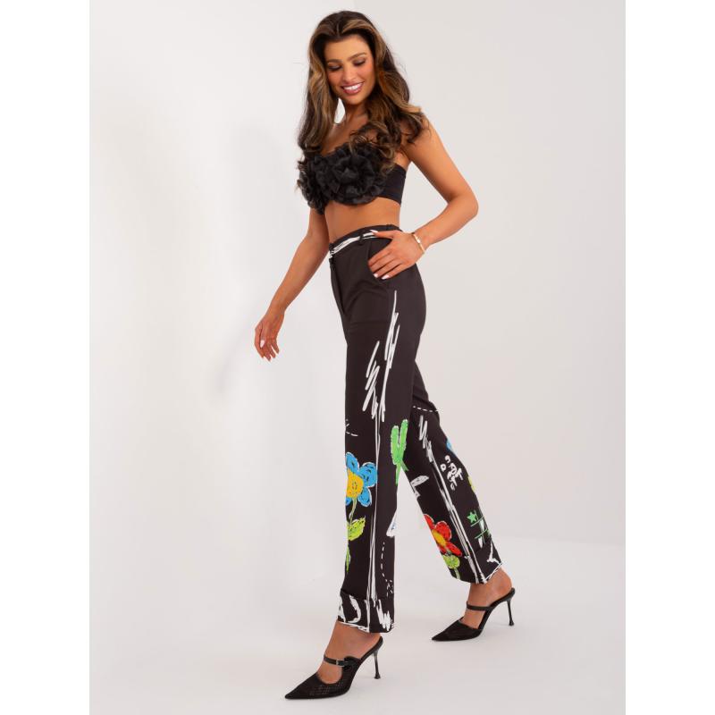 Női nyomtatott nadrág fekete