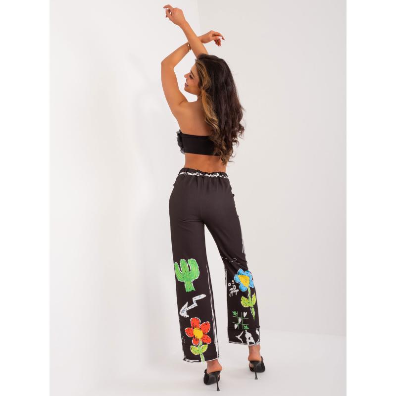 Női nyomtatott nadrág fekete