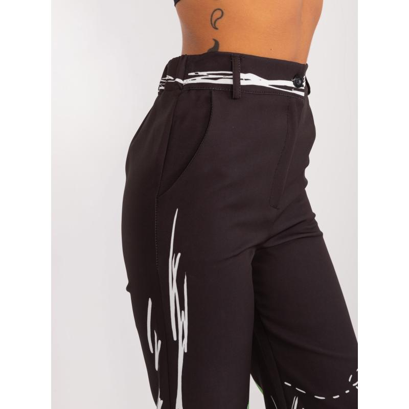 Női nyomtatott nadrág fekete