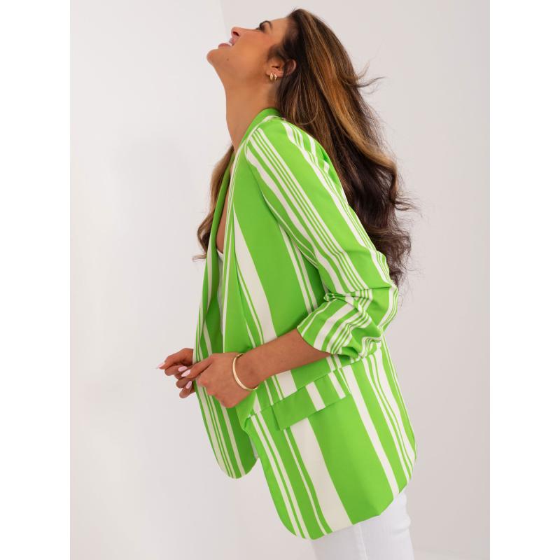 Dámské sako s 3/4 rukávy světle zelené a ecru 