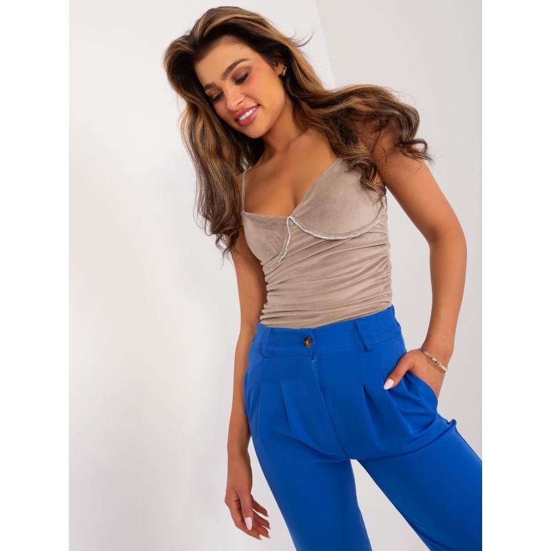 Női velúr body bézs