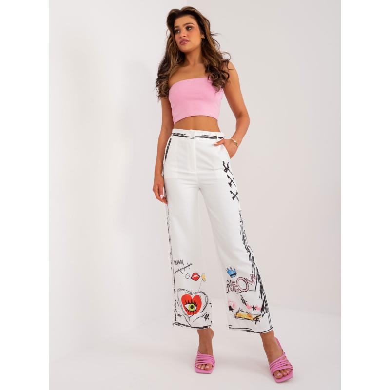 Dámské kalhoty s potiskem ecru