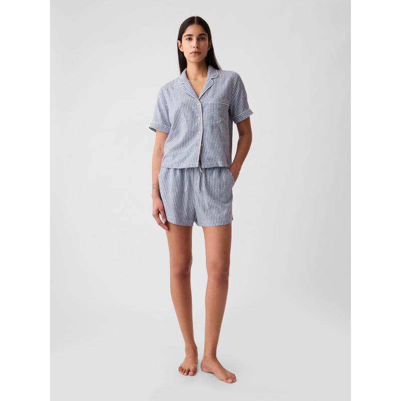 Lněné pyžamové kraťasy