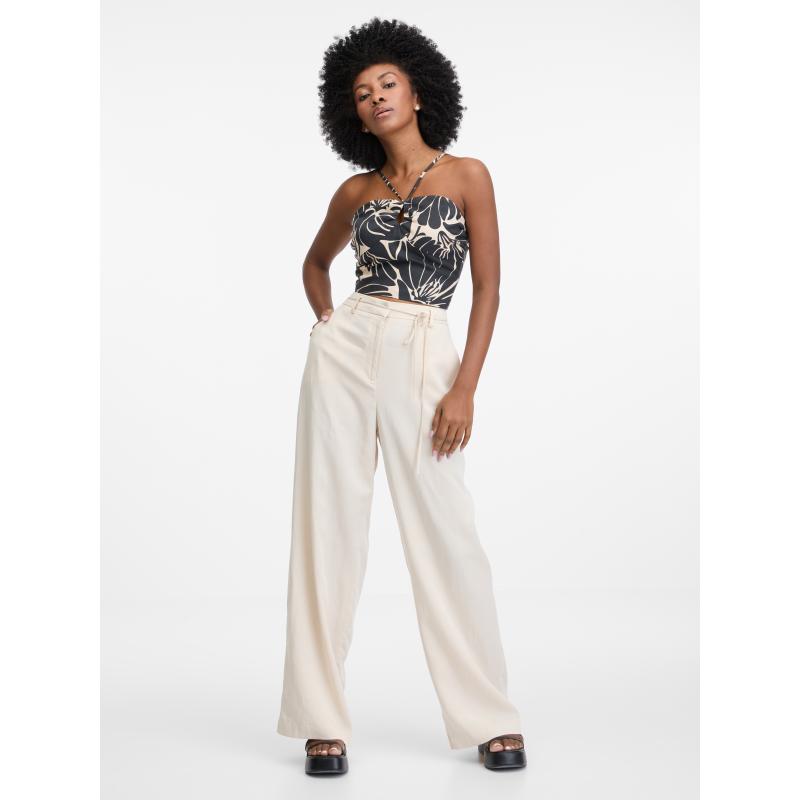 Béžové dámské kalhoty