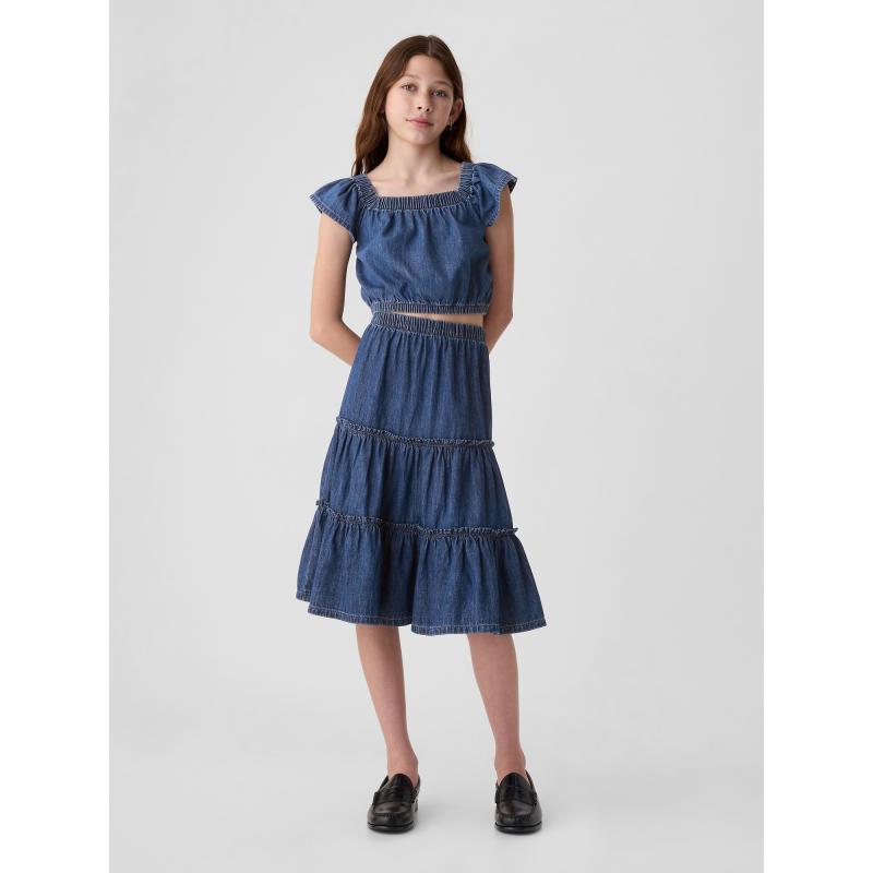 Džínová midi sukně