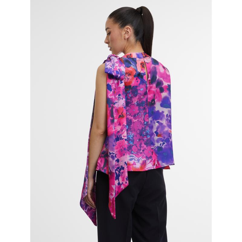 Fialový dámský květinový top