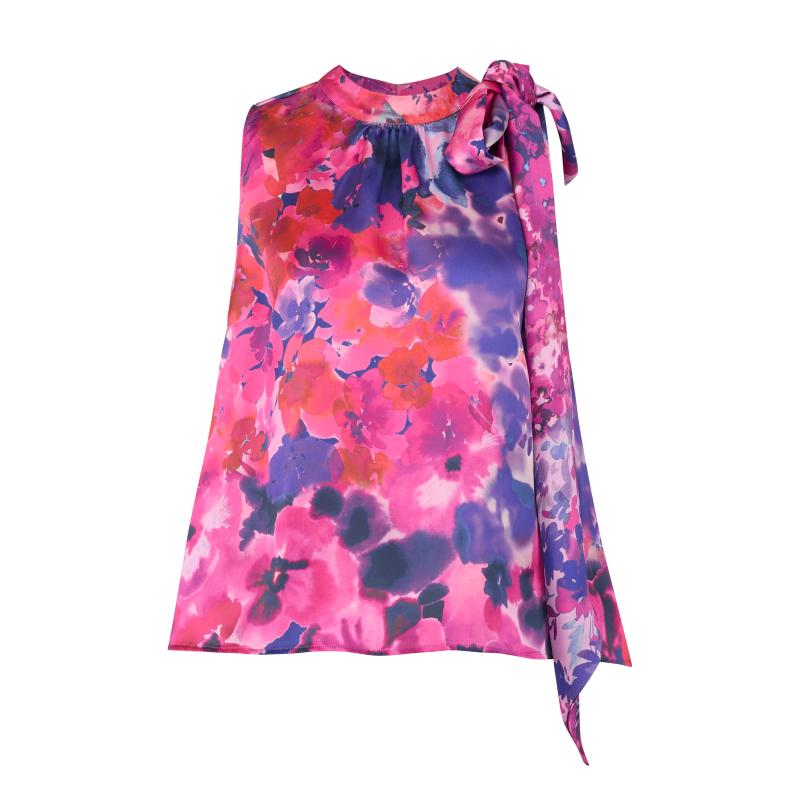 Fialový dámský květinový top