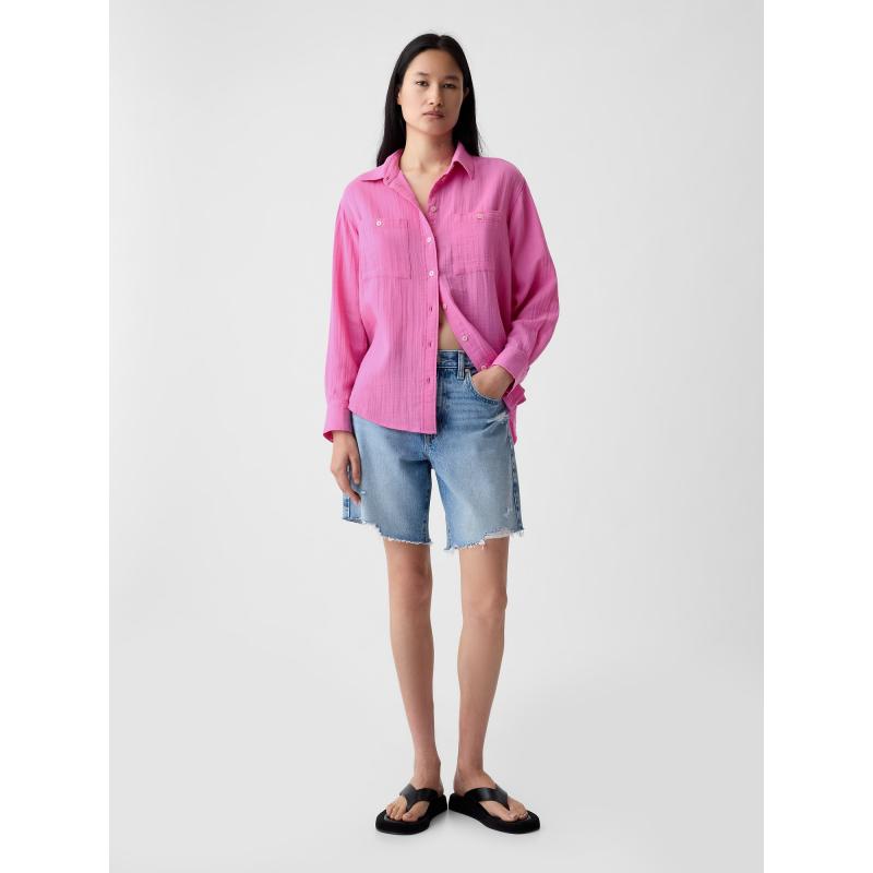 Nadrozmerné mušelínové tričko