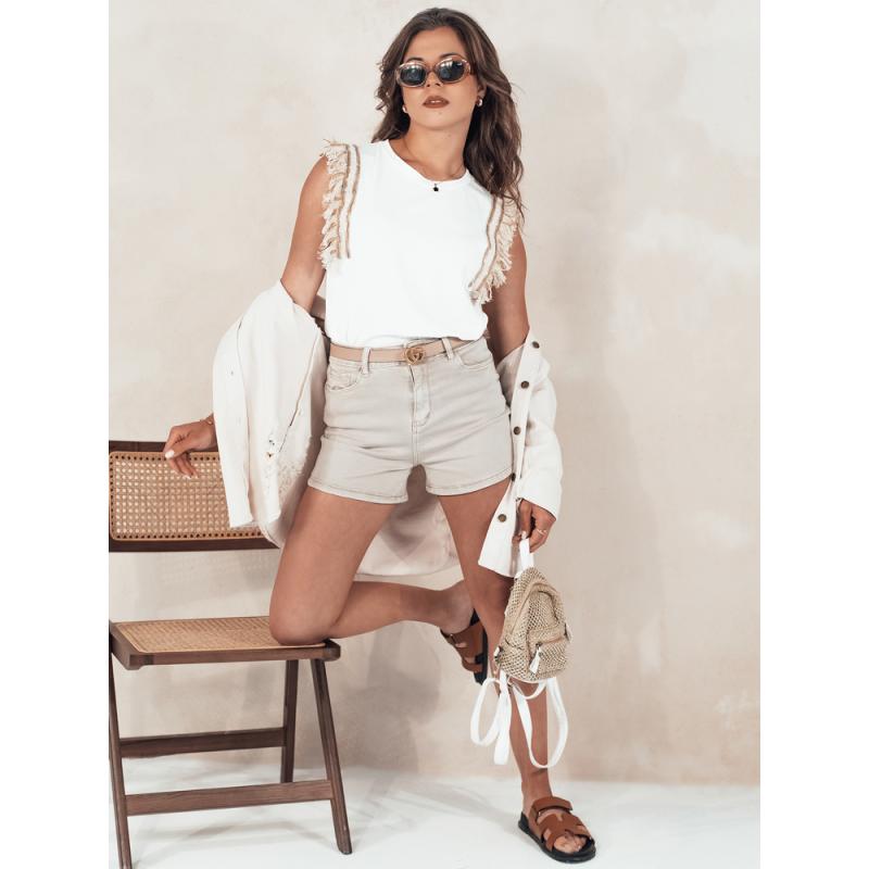 Női farmer rövidnadrág GLAMWEAR bézs