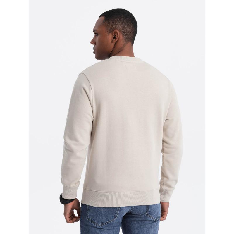 Pánska mikina BASIC s okrúhlym výstrihom svetlo béžová