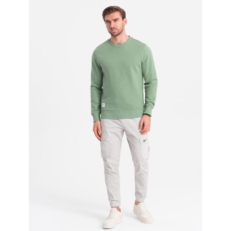 Pánska mikina BASIC s okrúhlym výstrihom zelená