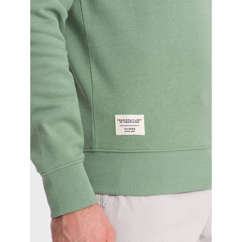 Pánska mikina BASIC s okrúhlym výstrihom zelená