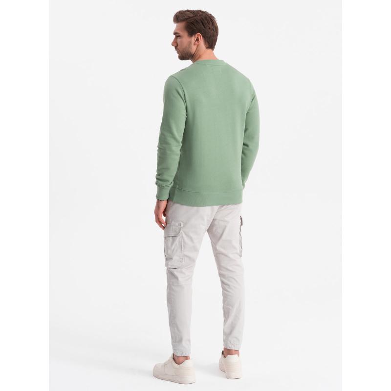 Pánska mikina BASIC s okrúhlym výstrihom zelená