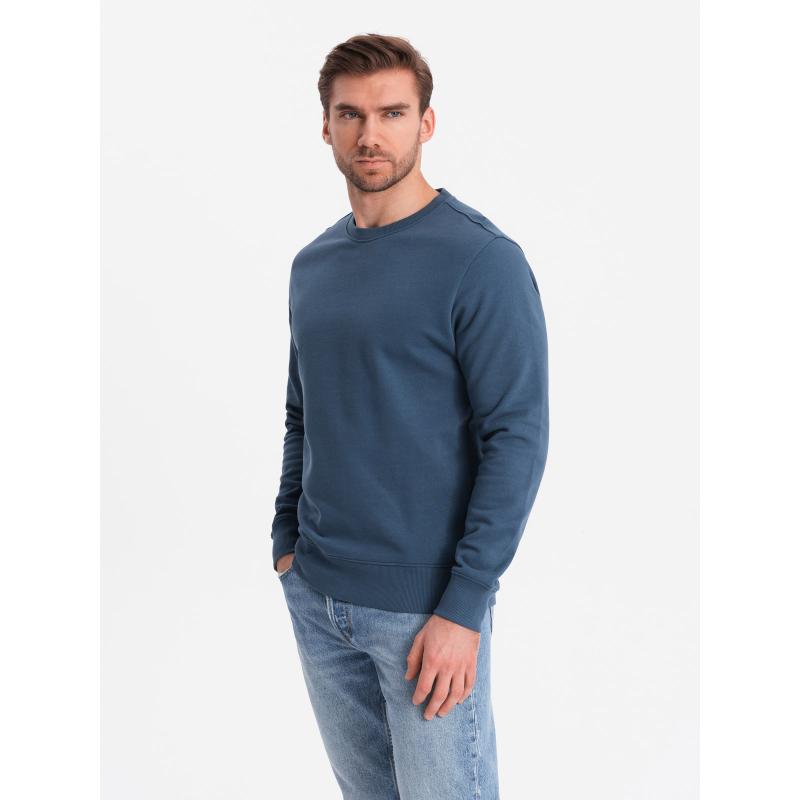 Pánská mikina BASIC s kulatým výstřihem tmavě modrá 
