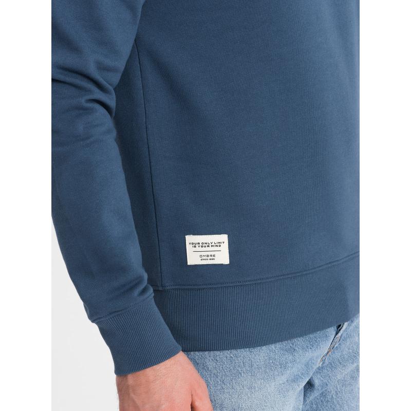 Pánská mikina BASIC s kulatým výstřihem tmavě modrá 