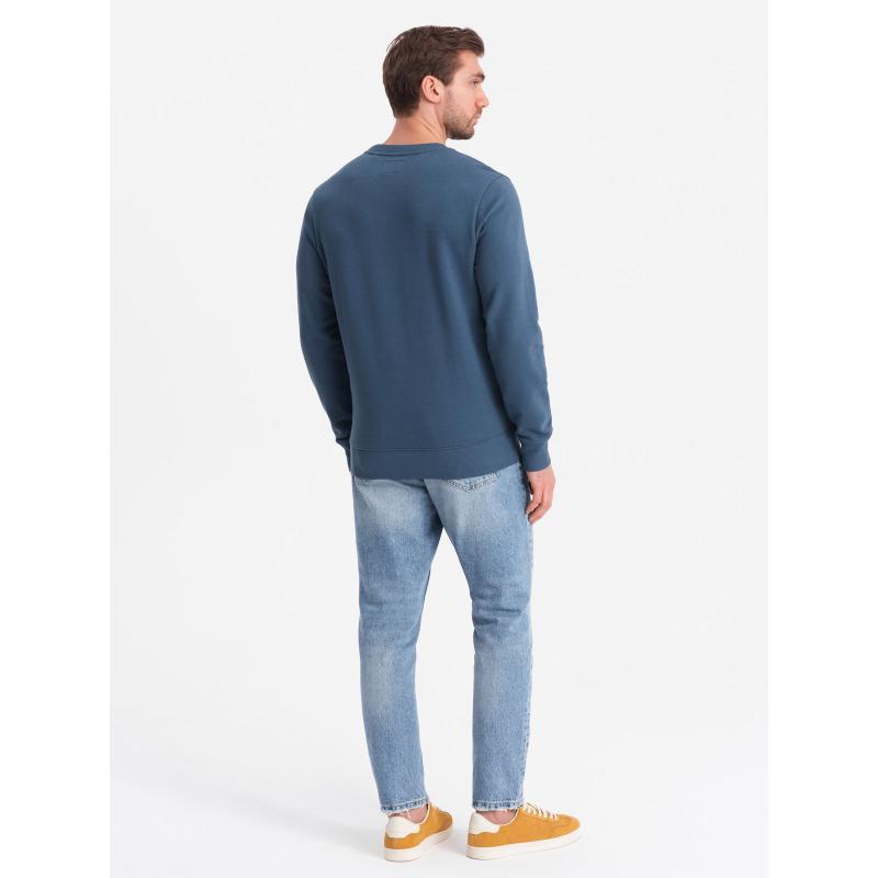 Pánská mikina BASIC s kulatým výstřihem tmavě modrá 