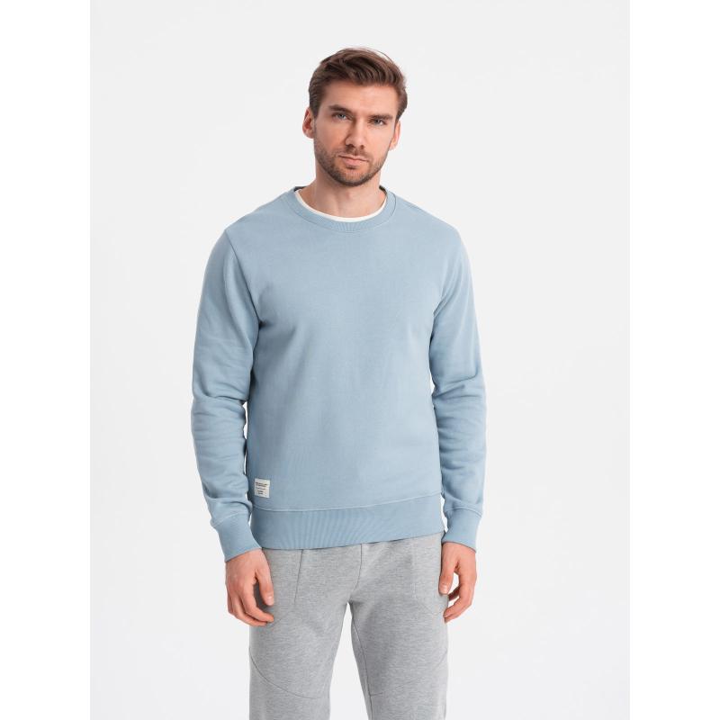Férfi kerek nyakú pulóver BASIC kék