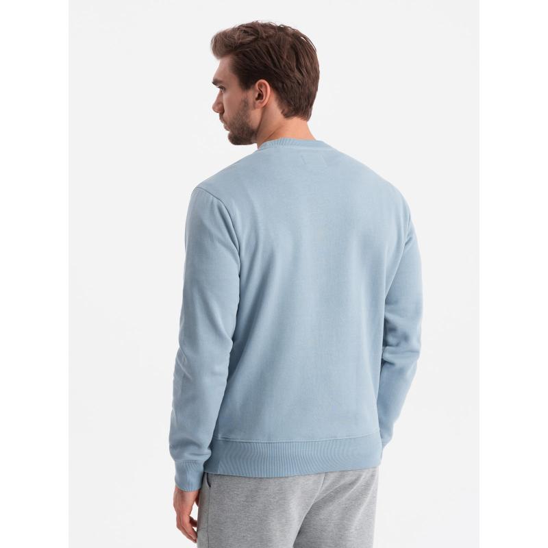 Férfi kerek nyakú pulóver BASIC kék